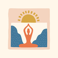 Minimal vector illustration inspired by meditation and calm energy. Features yoga poses, abstract shapes, and natural harmony &mdash; perfect for mindful design and modern wall art.