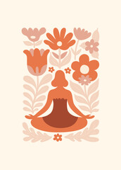 Minimal vector illustration inspired by meditation and calm energy. Features yoga poses, abstract shapes, and natural harmony &mdash; perfect for mindful design and modern wall art.