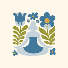 Minimal vector illustration inspired by meditation and calm energy. Features yoga poses, abstract shapes, and natural harmony &mdash; perfect for mindful design and modern wall art.