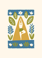 Minimal vector illustration inspired by meditation and calm energy. Features yoga poses, abstract shapes, and natural harmony &mdash; perfect for mindful design and modern wall art.