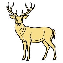 Obraz premium deer, deer illustration, deer cartoon, deer digital art, detailed deer, deer with antlers, deer in nature, deer standing, deer drawing, deer vector 