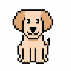Fototapeta premium Adorable pixelated puppy ready for a retro gaming adventure or a cute digital art project, bringing nostalgic charm and playful energy to any design