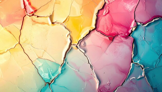 Colorful cracked paint abstract background — pastel rainbow texture with organic lines