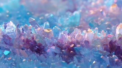 Close up view of a blue and purple crystal geode fragment with sparkling facets. Healing crystal background or gemstone concept.