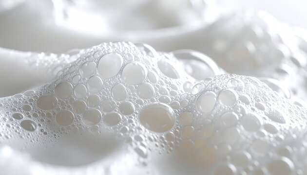 White soap bubbles and foam macro &mdash; clean hygiene texture background