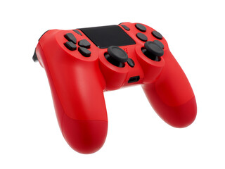 Close up, single red joystick for gaming console, isolated on transparent background. © Prawit Samphonkrung