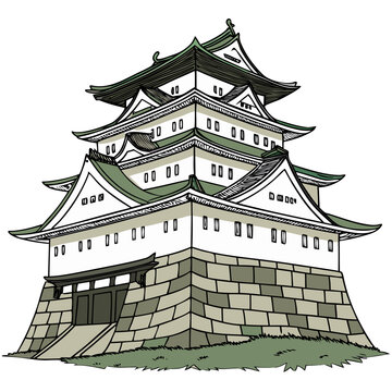 Edo Castle Vector Illustration. Perfect for Japanese history projects, cultural exhibitions, travel branding