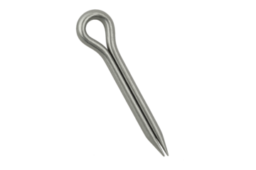 Double loop cotter pin steel fastener for securing parts, PNG transparent background