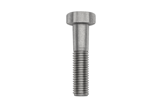Hex bolt for industrial assembly and machinery repair, PNG transparent background