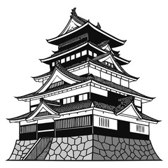 Matsumoto Castle Vector Illustration Black Fortress. Perfect for heritage branding, educational designs, Japanese travel posters
