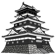 Matsumoto Castle Vector Illustration Black Fortress. Perfect for heritage branding, educational designs, Japanese travel posters