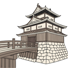 Matsushiro Castle Vector Art. Perfect for Japanese culture education, tourism, heritage graphics