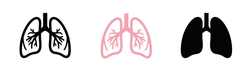 Human lungs simple icon set for healthcare and anatomy concepts with bronchioles