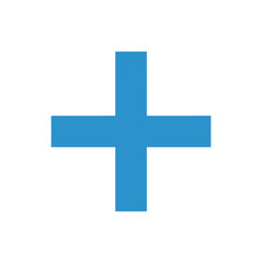 Blue Cross Medical Symbol on White Background, Graphic Health Care Sign