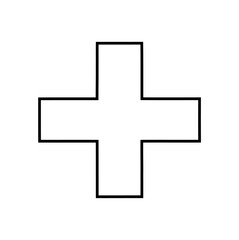 Outline of a Plus Sign on a White Background