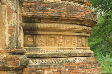 Ancient inscriptions on a temple in Bagan, Myanmar