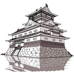 Takashima Castle Vector Illustration. Perfect for seasonal travel posters, cultural education, heritage design