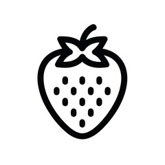 Stylized Strawberry Outline Icon on White Background for Designs