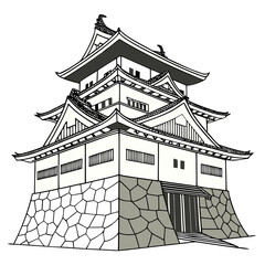 Tokushima Castle Vector Illustration. Perfect for heritage tourism design, cultural posters, education graphics