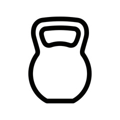 Minimalist depiction of a black kettlebell isolated on a stark white background