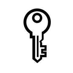 Minimalist black key symbol for security access and modern lock systems
