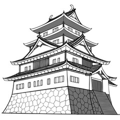 Tsuyama Castle Vector Art. Perfect for travel brochures, heritage digital art, educational use