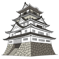 Tsuyama Castle Vector Art. Perfect for travel brochures, heritage digital art, educational use