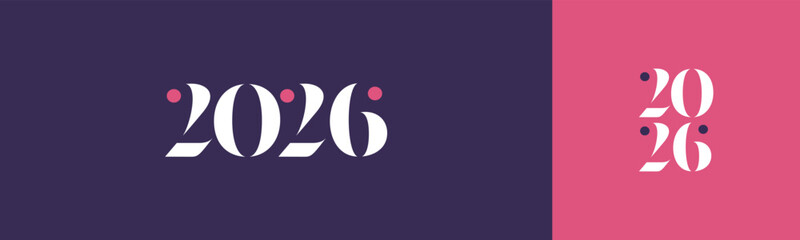 2026 new year logo. Greeting design with number of year. Vector illustration for greeting card, invitation, calendar, etc