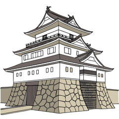 Yamagata Castle Vector Illustration. Perfect for cultural posters, educational materials, Japan tourism design
