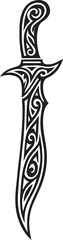 Tribal tattoo design of a curved dagger symbolizing warrior spirit and elegance.