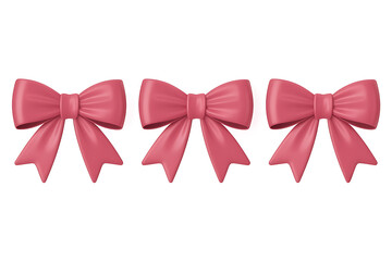 Fototapeta premium Three elegant pink bows arranged in a row, conveying a sense of festivity and delicate charm.