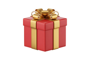 Obraz premium A vibrant red gift box adorned with luxurious gold ribbons and bows, symbolizing celebration and joy.