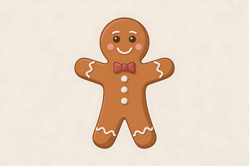 Obraz premium Festive gingerbread man with a cheerful smile and a pink bow tie.