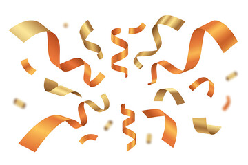 Golden streamers and confetti cascade, celebrating a joyous occasion with festive flair.