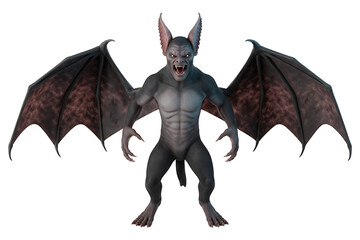 Fearsome creature with bat-like wings and a menacing grin, embodying dark fantasy and nocturnal power.