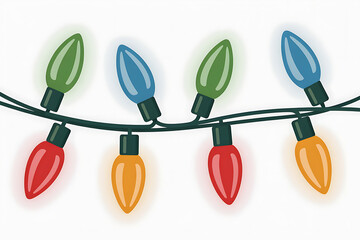 Colorful string lights with red, yellow, green, and blue bulbs create a festive, joyful atmosphere.