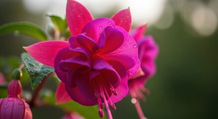 Naklejka premium Vibrant fuchsia flower close-up