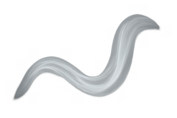 Abstract wavy white light streak on transparent background, fluid glowing motion energy smoke swirl vector element