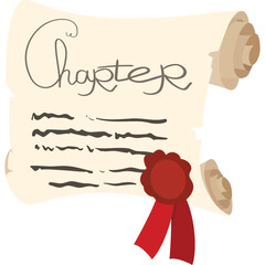 Old Parchment Scroll With Chapter Text And Red Wax Seal On Transparent Background