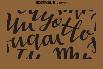 Elegant black calligraphy letters and symbols on a brown background