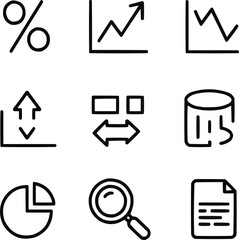 Analytics Dashboard Outline Icons  Growth, Decline, Filters, and Trend Analysis