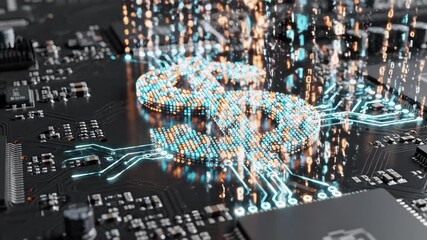 A circuit board with glowing dollar sign and digital data elements. Abstract and futuristic - Powered by Adobe