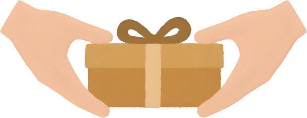 두손으로전하는선물교환감성일러스트