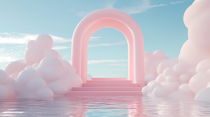Pink Archway Through a Cloud Meadow
