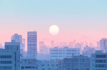 Fototapeta premium Pastel Sunrise Cityscape
