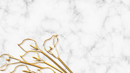 gold flower and marble background