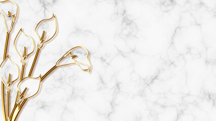 gold flower and marble background