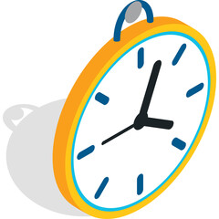 Orange Alarm Clock With White Face And Blue Hour Markers Casting A Shadow Isolated On Transparent Background