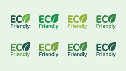 Collection of modern eco friendly logos with green leaf icons for sustainable brands