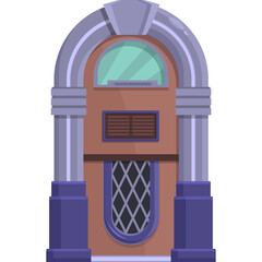 Retro Jukebox Music Player With Colorful Accents In A Vintage Style With A Transparent Background And A Classic Design